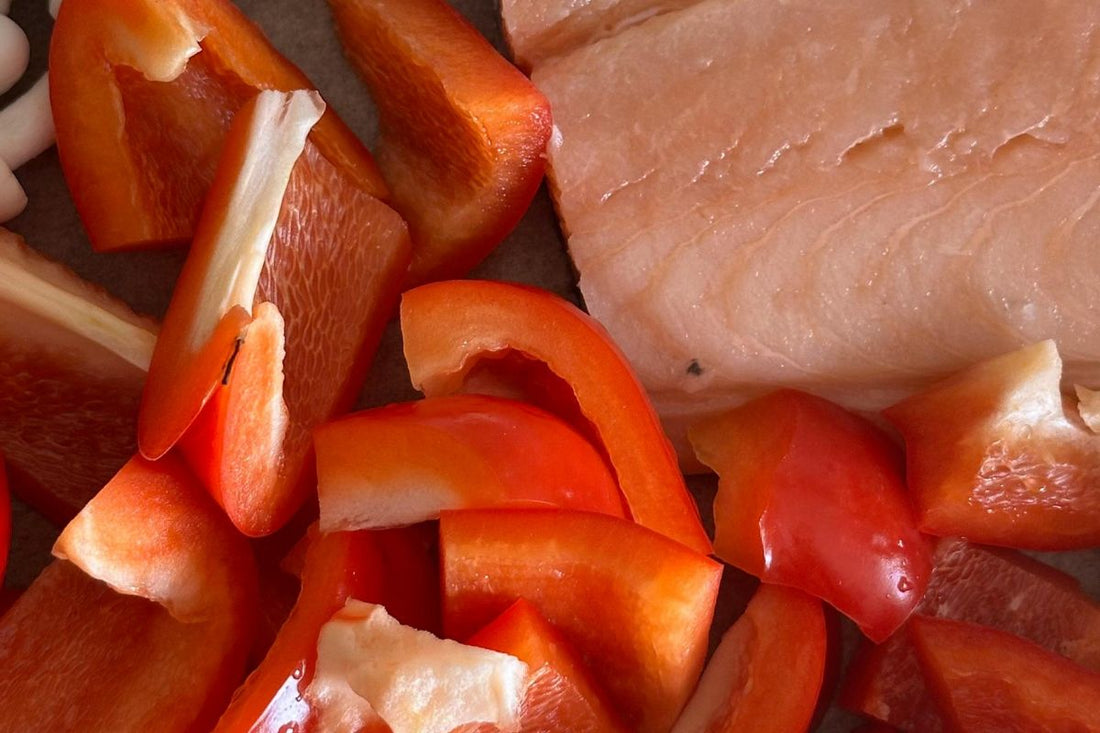 Salmone e peperoni nella friggitrice light
