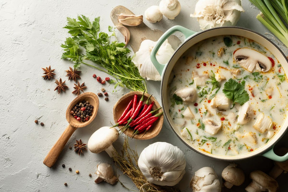Zuppa autunnale di funghi e verdure